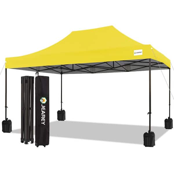 JEAREY 10 ft. x 15 ft. Pop Up Canopy Tent Instant Outddor Canopy in Yellow