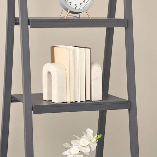 Litton Lane Cream Marble Minimalistic Arched Bookends (Set of 2)