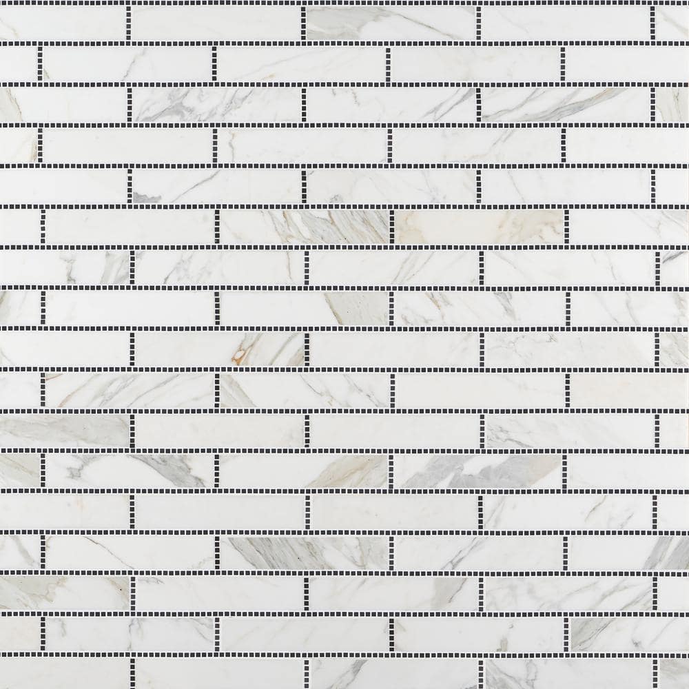 Krista Watterworth Westgate Brick White 4 in. x 0.39 in. Polished Marble Floor and Wall Mosaic Tile Sample price history on PriceWatchPro