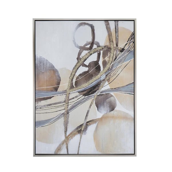 Avex 1-Piece Framed Art Print 47.2 in. x 35.4 in. Rectangle Abstract Watercolor Oil Painting
