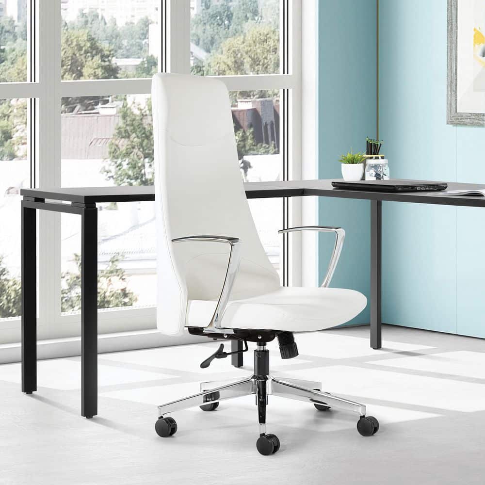 Dillon Snow High-Back Swivel Office Chair with Metal Base