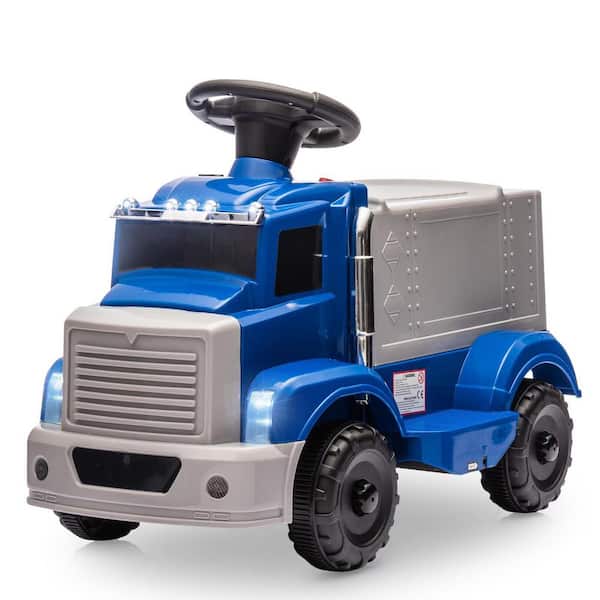 6-Volt Ride on Car for Toddlers, Interactive Electric Car for Kids w/ Large Storage Area, Music, Blue