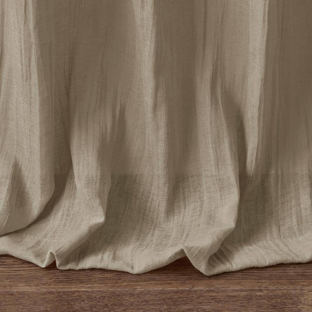 Taupe Sheer Ground Length Polyester Curtain Panel Pair