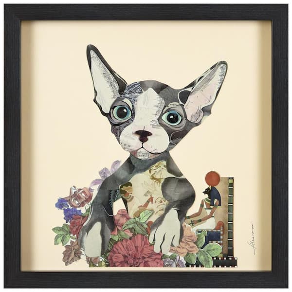 Empire Art Direct 17 in. x 17 in. "Sphynx" Dimensional Collage Framed Graphic Art Under Glass Wall Art