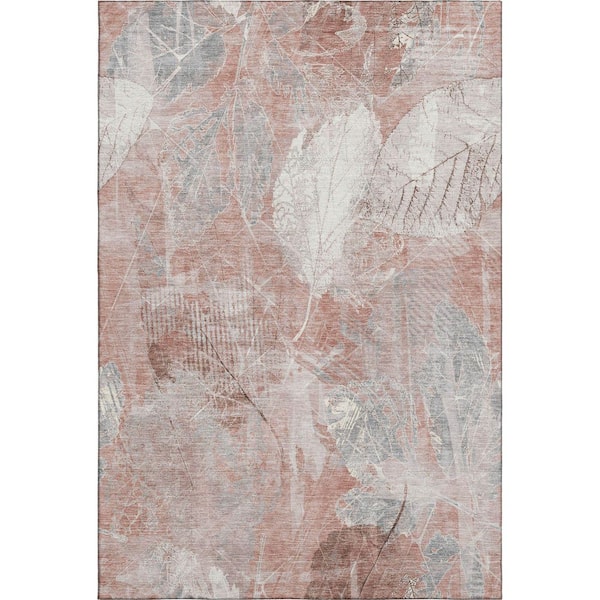 Mayfield Premium Machine Washable Abstract AMF1850 Salmon 9 ft. x 12 ft. Area Rug
