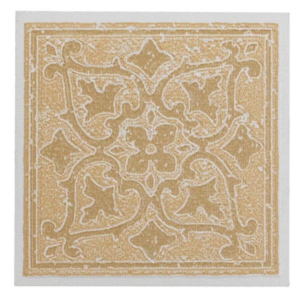 ACHIM Vinyl 4 in. x 4 in. Self-Sticking Motif Wall/Decorative Wall Tile in Sandstone Accent (27 Tiles Per Box)