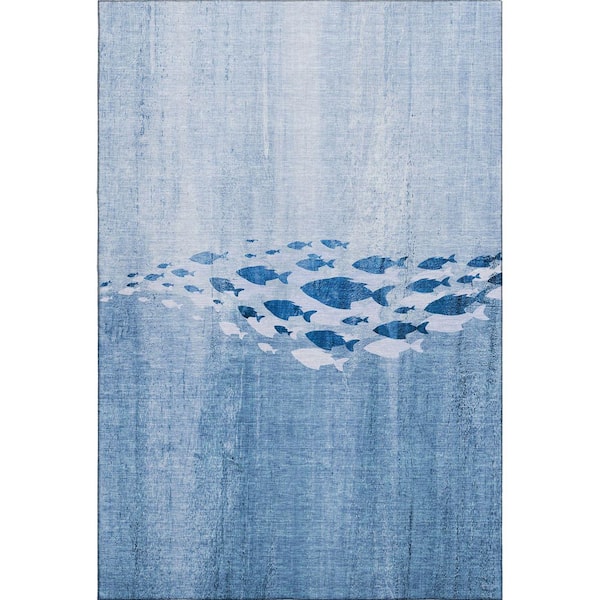 Addison Rugs Mayfield Premium Machine Washable Indoor/Outdoor Geometric AMF627 Blue 8 ft. x 10 ft. Area Rug