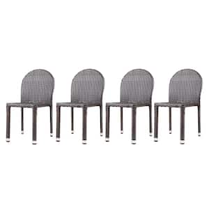Aurora Multi-Brown Stacking Wood Outdoor Patio Dining Chairs (4-Pack)
