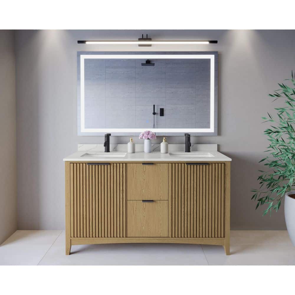Palmilla 60 in. Double Freestanding Natural Oak Bath Vanity with Giotto Quartz Top Assembled price history on PriceWatchPro