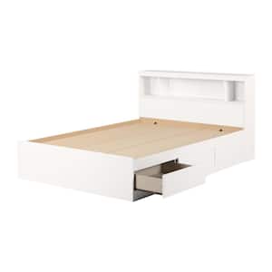 Fusion White Particle Board Frame Full Panel Bed with Headboard