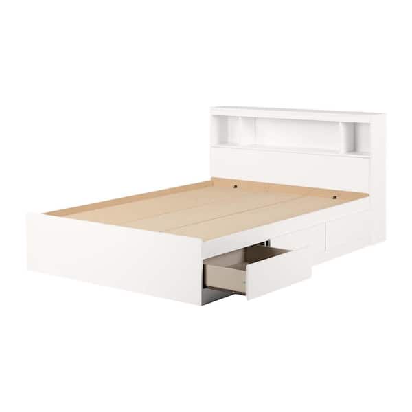 South Shore Fusion White Particle Board Frame Full Panel Bed with Headboard