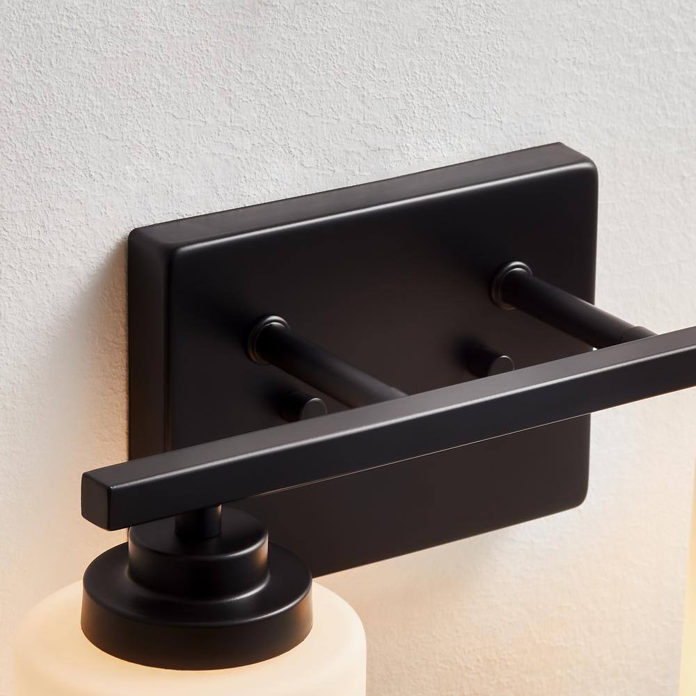 Black Steel 2-Light Dimmable Cylinder Vanity Light