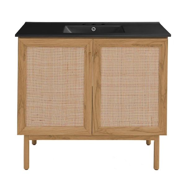 Swiss Madison Classe 36 in. Oak Bathroom Vanity in Black with 3-Hole Ceramic Sink Top