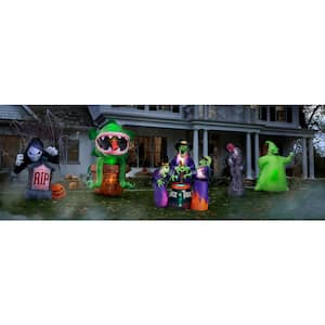 6 ft. Pre-Lit Inflatable Animated Projection Fog Effect-Fire and Ice-Shaking Reaper Scene (RRPm) Airblown