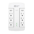 6-Outlet Wall Mounted Swivel Surge Protector with USB, White