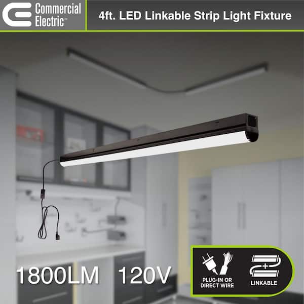 Commercial Electric 8-Pack 4 ft. Garage LED Linkable Matte Black