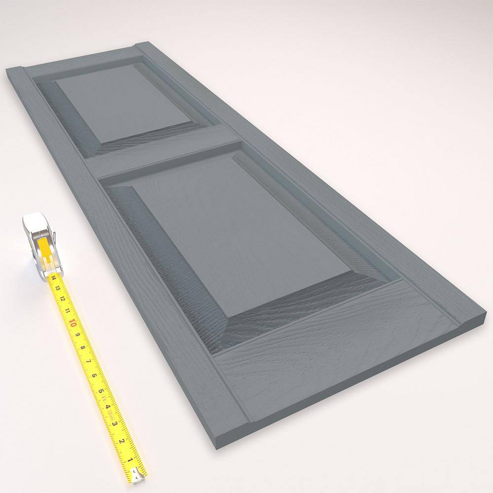 Platinum Gray Raised Panel Vinyl Decorative Shutters, 12" x 51"