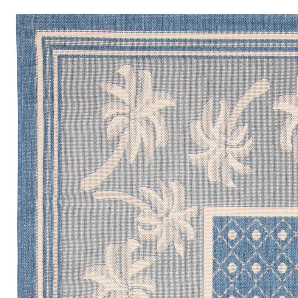 Blue Rectangular Synthetic Floral Outdoor Area Rug