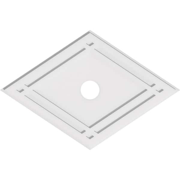 Ekena Millwork 38 in. W x 25-3/8 in. H x 4 in. ID x 1 in. P Diamond Architectural Grade PVC Contemporary Ceiling Medallion