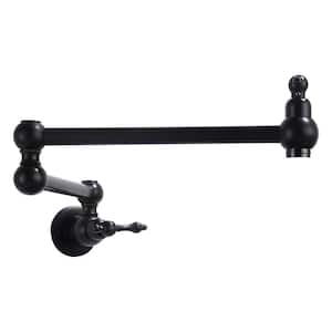 Antique Double Handle Wall Mount Pot Filler with Solid Brass Instruction in Matte Black