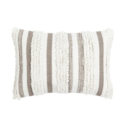 Bria Neutral Stripe Decorative 13 in. x 20 in. Throw Pillow Cover