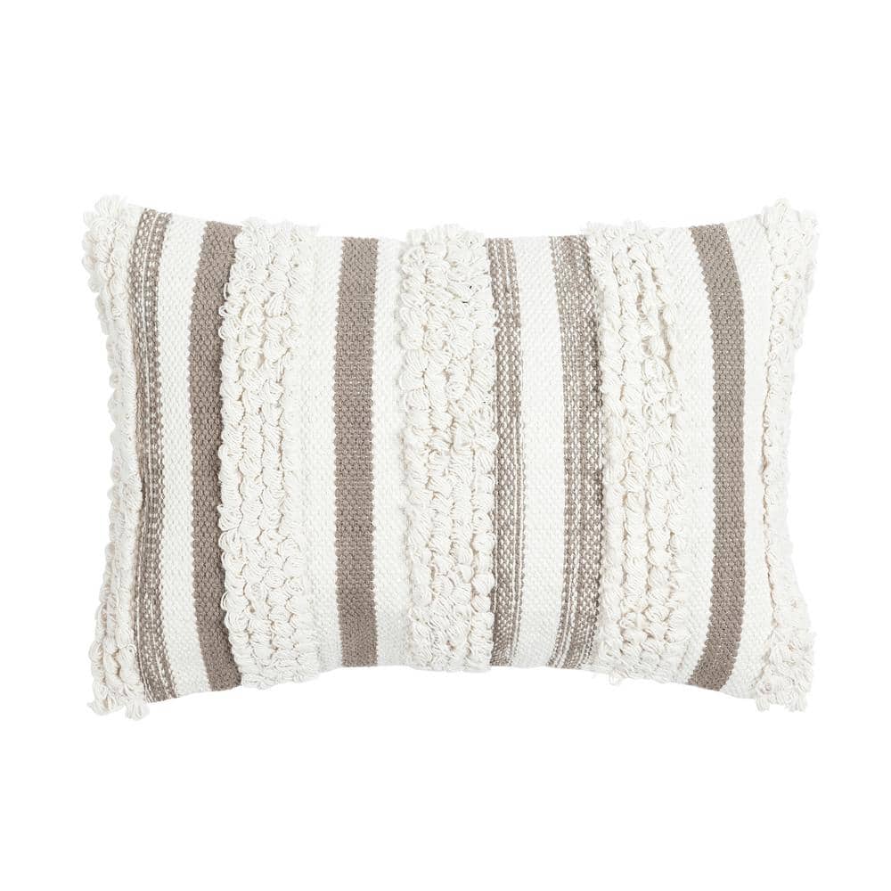 Neutral Cotton Striped 13" x 20" Decorative Pillow Cover
