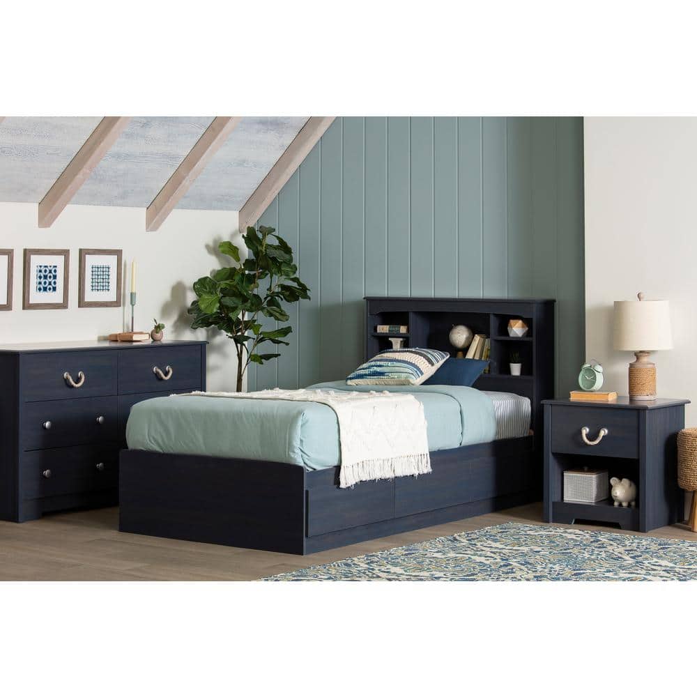 Blueberry Twin Captain's Bed with 3 Storage Drawers