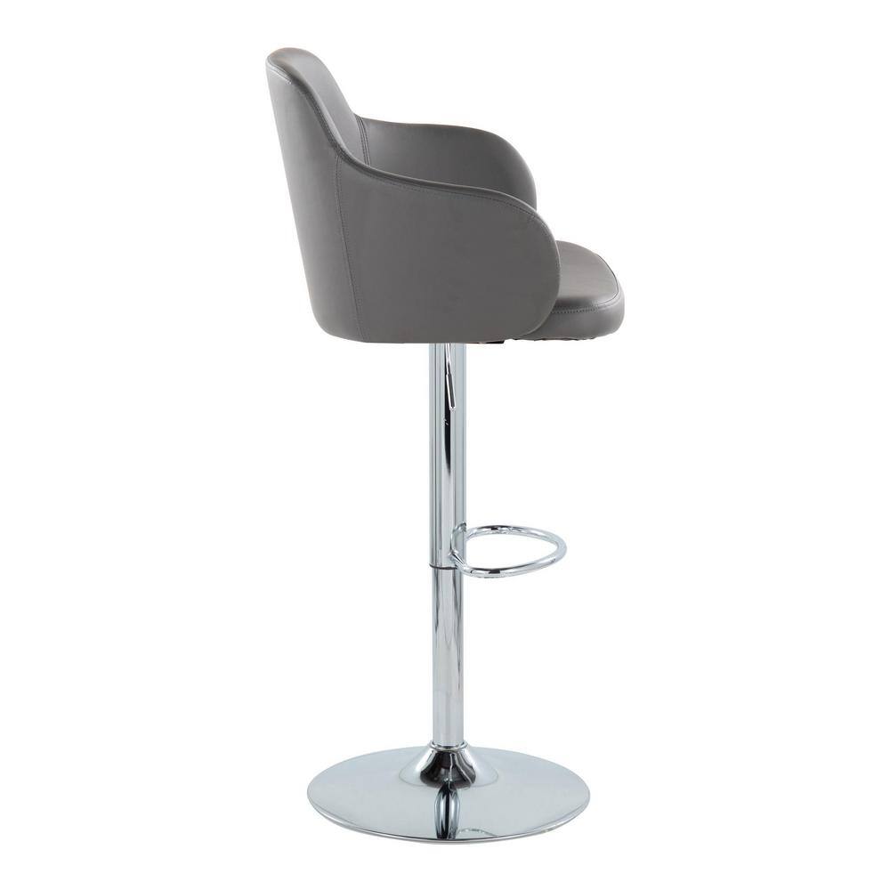 Boyne Gray Faux Leather Adjustable Swivel Bar Stool Set