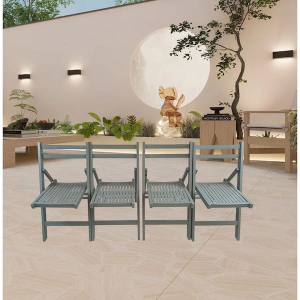 Slatted Wood Outdoor Indoor Folding Special Event Chair in Gray