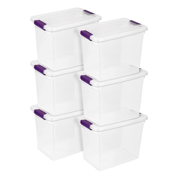 27 qt. ClearView Latch Storage Stackable Bin with Latching Lid, 6 Pack