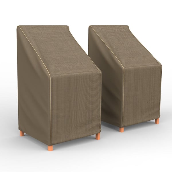 Budge StormBlock Hillside 49 in. Black-Tan Stacked Chair/Barstool Cover (2 Pack)