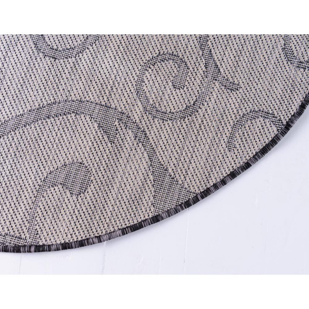 Charcoal Gray Round Stain-Resistant Outdoor Rug