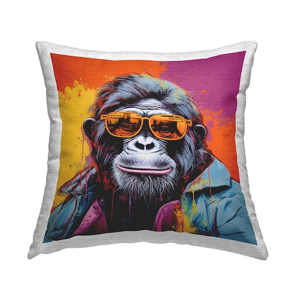 Stupell Industries Modern Fashion Gorilla Multi-Color Square Outdoor Throw Pillow