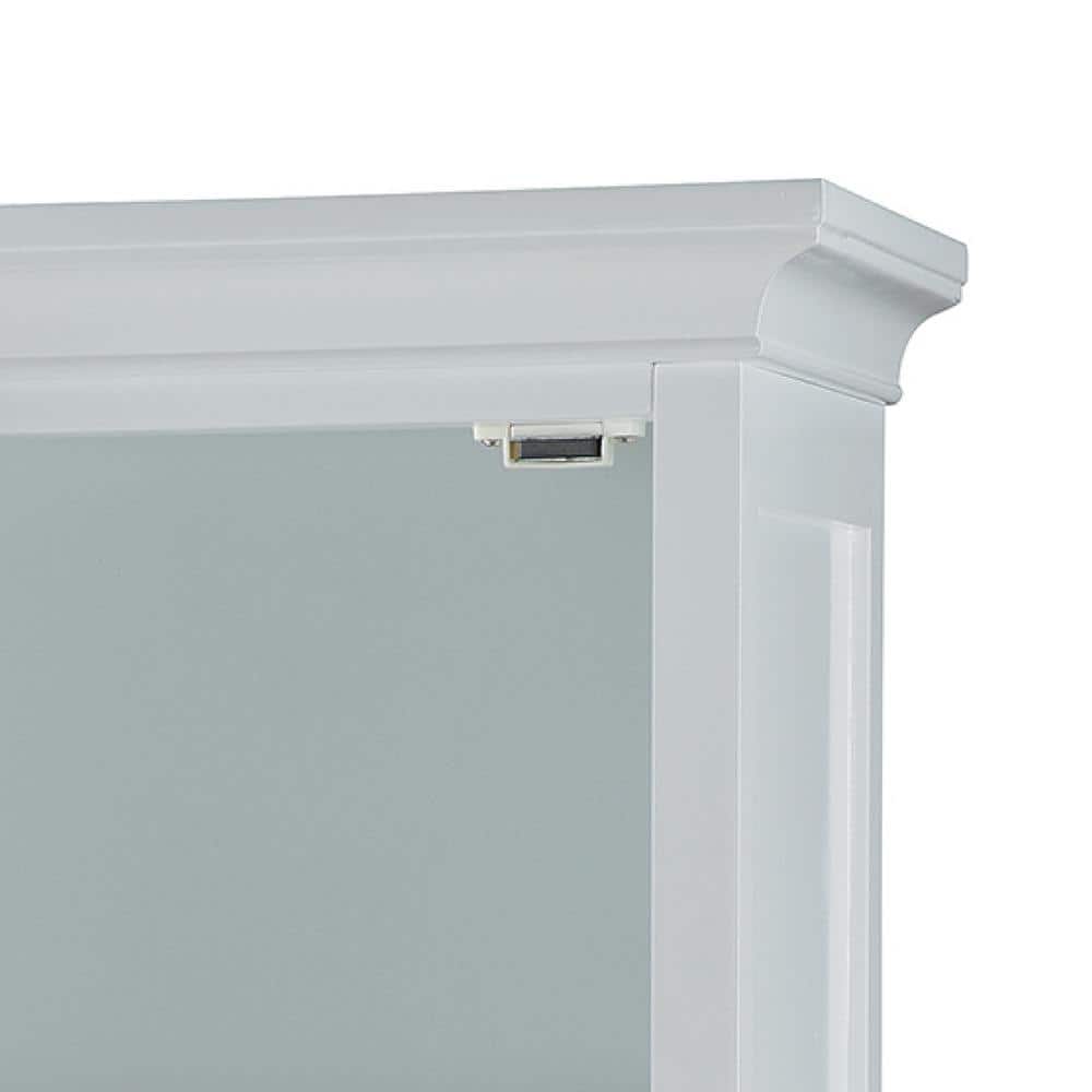 Blue Ridge 60" White Wooden Linen Tower with Adjustable Glass Shelves