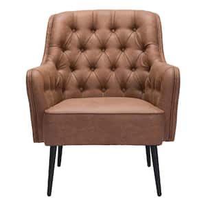 Brown Arm Chair Set of 1 with Tufted Cushions