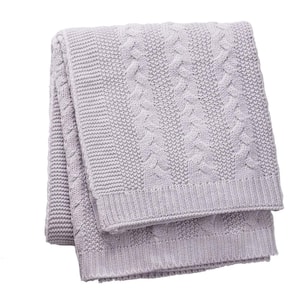 Lavender 100% Acrylic Aromatherapy Cable Knit 50 in. x 60 in. Throw Blanket