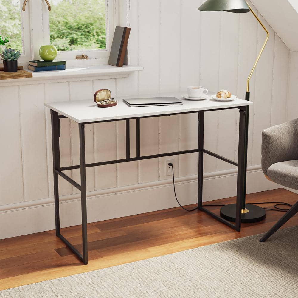Brookside Delia 39.4 in. Rectangular White Metal Computer Desk with