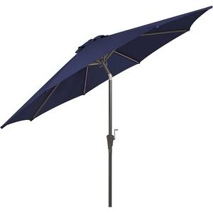 10 ft. Patio Umbrella Outdoor Market Umbrellas Cover with 8 Ribs Button Tilt and Crank for Yard Garden Umbrellas Blue