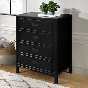 40" Classic Solid Wood 4-Drawer Chest - Black