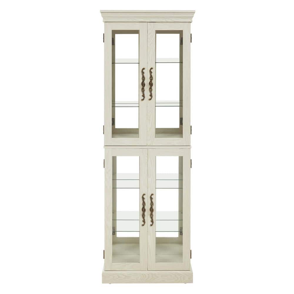 24.21 in. W x 12.2 in. D x 71.46 in. H White Wood Linen Cabinet with Doors 