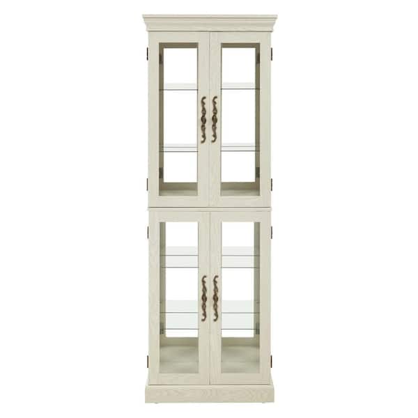 Unbranded 24.21 in. W x 12.2 in. D x 71.46 in. H White Wood Linen Cabinet with Doors and Light Bulb for Living Room, Kitchen