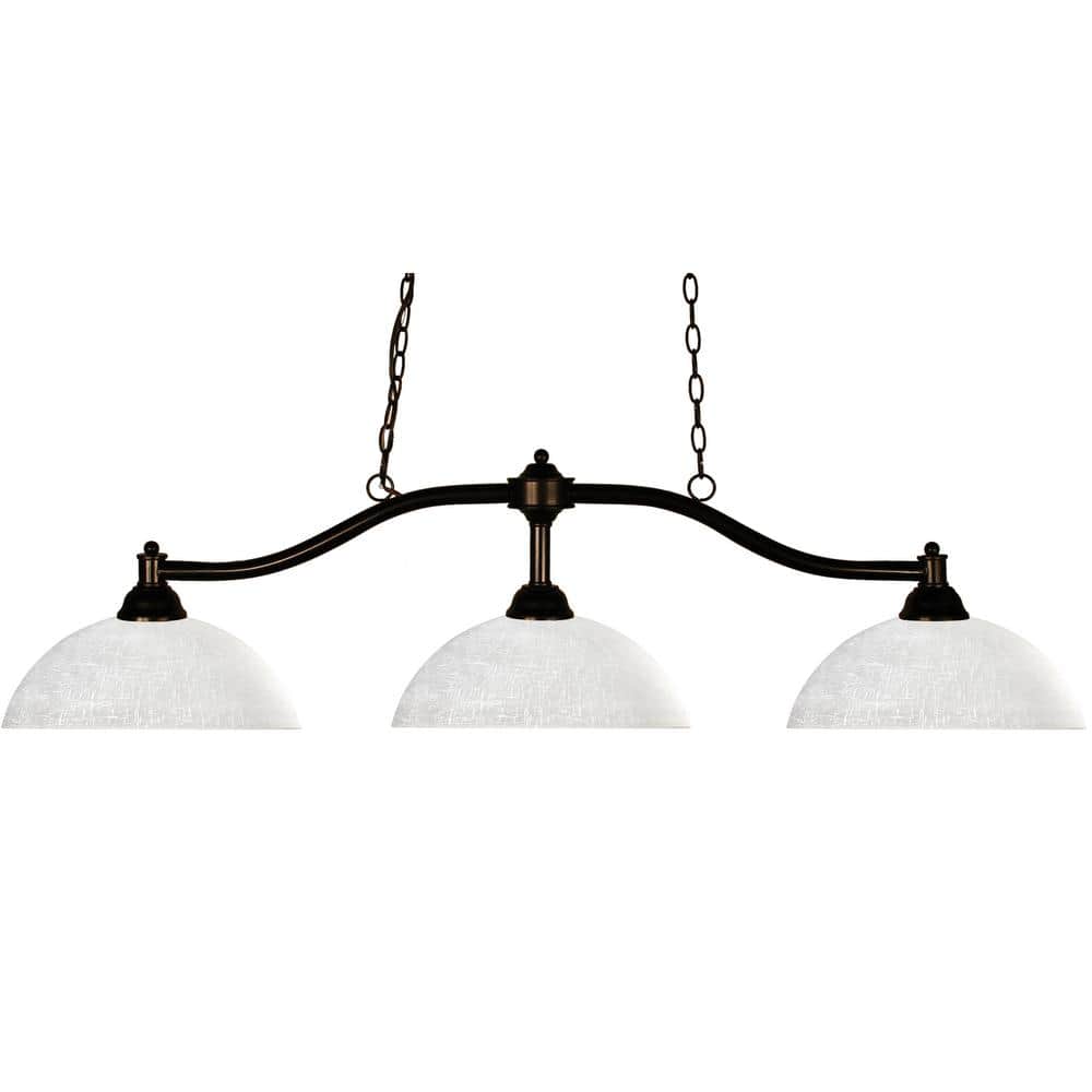 Chance 50" Bronze Island Pendant Light with White Linen Shades