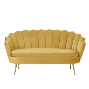 Irelyn 29.1 in.W Yellow Loveseat Upholstered Velvet 2-Seat Channel Tufted