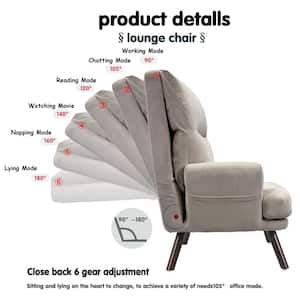 Magic Grey Velvet Recliner Accent Chair and Ottoman Set with Side Bags