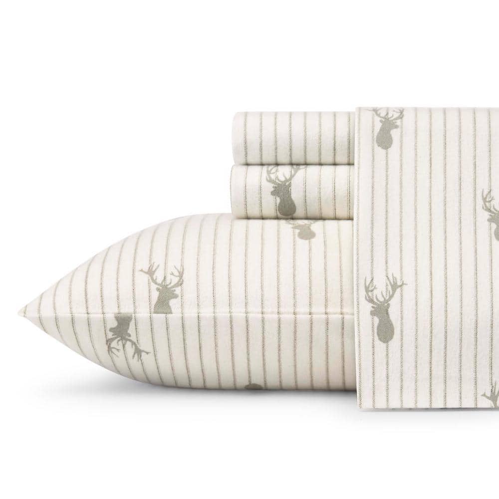 Deer Lodge 4-Piece Light Beige Graphic Flannel King Sheet Set price history on PriceWatchPro