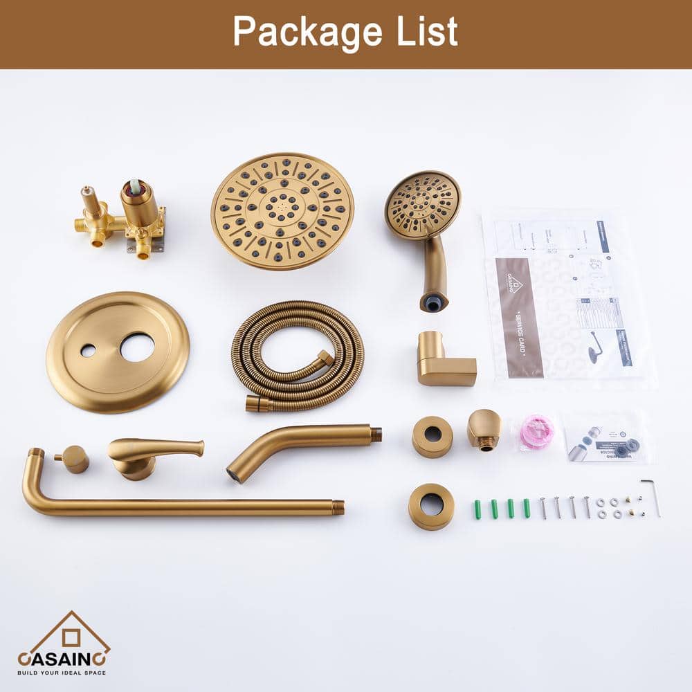 Brushed Gold Multi-Function Rain Shower System with Handheld
