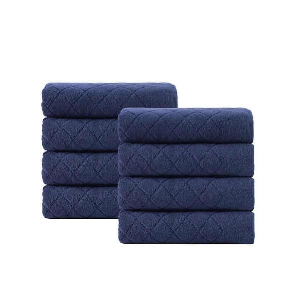 Unbranded Gracious 8-Pieces Navy Turkish Cotton Hand Towels