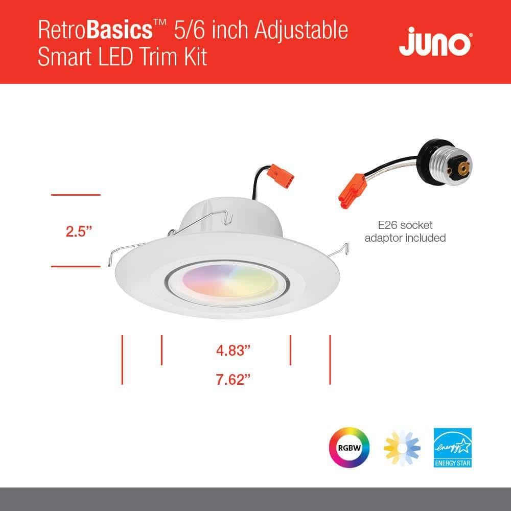 6'' White Adjustable LED Recessed Lighting Kit with Smart Control