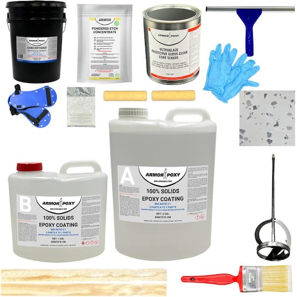 3 gal. Gray Gloss 2-Part 600 sq.ft. Epoxy Kit Interior Industrial Concrete  Basement & Garage Epoxy Floor Paint Kit