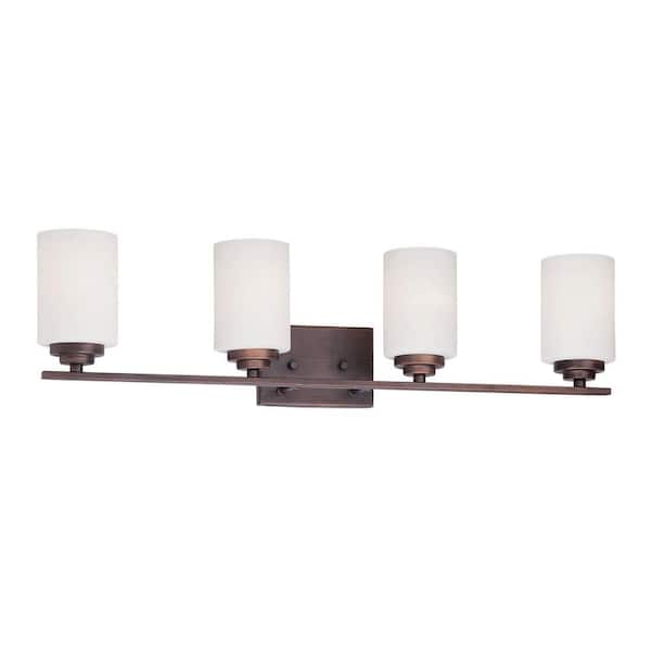 Millennium Lighting 4-Light Rubbed Bronze Vanity Light with Etched White Glass